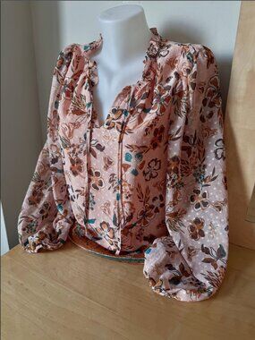 Joie Pink Floral Puff Sleeve Blouse (Women's Size M)